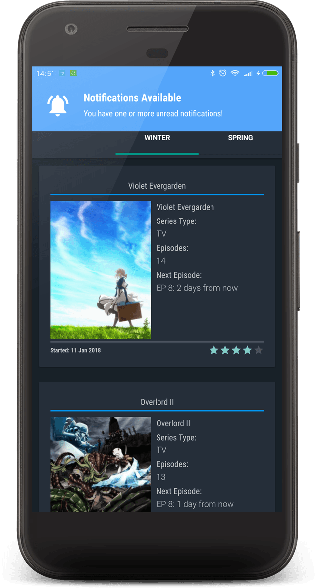 App home screen - Dark theme